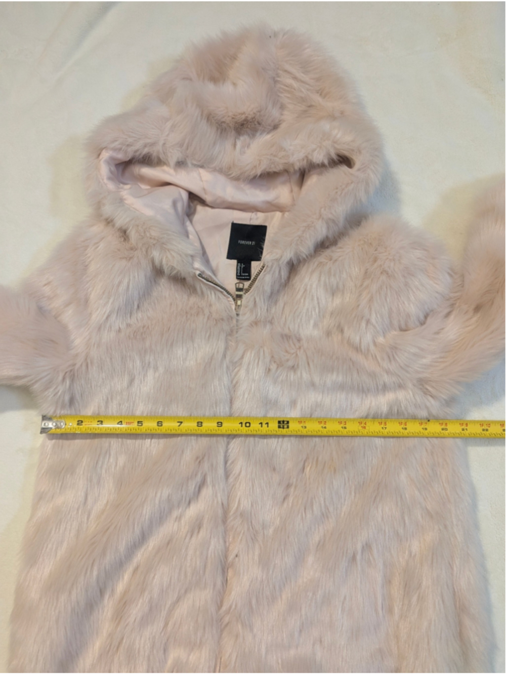 Forever 21 Faux Fur Hooded Coat Blush Pink Large - Picture 6 of 15